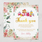 Aquarel Bloemrijke Tuin Thee Party Bedankkaart Kaart (Voorkant / Achterkant)