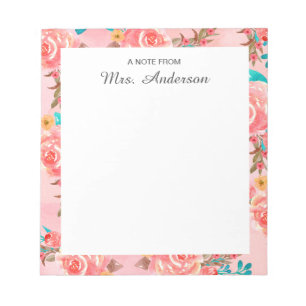 Aquarel Bloemstuk Onderwijzers Waardering Script N Notitieblok