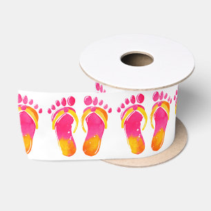 Aquarel Blote Voeten en Slippers Satijnen Lint