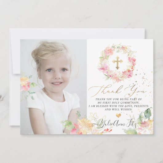 Aquarel Blozende Lieve Erwtjes Bedankt Kaart (Voorkant)