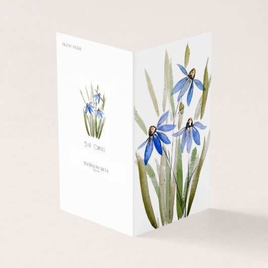 Aquarel Blue Daisies Wenskaart Kaart (Buitenkant)