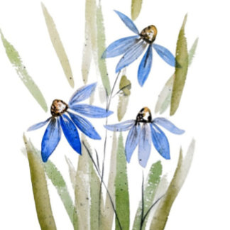 Aquarel Blue Daisies Wenskaart Kaart