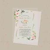 Aquarel Blush Bloemen Goud Bruids Tea Party Acryl Uitnodigingen