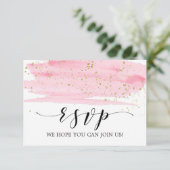 Aquarel Blush en Gouden Verzoekkaart voor RSVP (Staand voorkant)