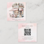 Aquarel, blush roze, Bakkerij QR code Vierkante Visitekaartje (Voorkant / Achterkant)