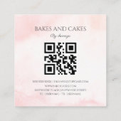 Aquarel, blush roze, Bakkerij QR code Vierkante Visitekaartje (Achterkant)