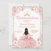 Aquarel Blush Roze Gouden Tiara Uitnodiging (Voorkant)