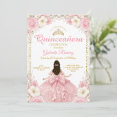 Aquarel Blush Roze Gouden Tiara Uitnodiging (Staand voorkant)