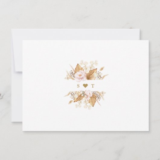 Aquarel Blush Rozen Pampas Grass Gold Bruiloft Save The Date (Achterkant)