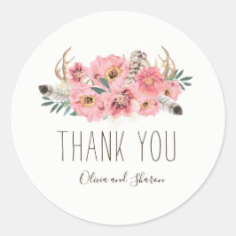 Aquarel Bohemian Wedding Dank u Stickers