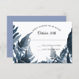 Aquarel Boho Blauwe Moderne Varens Blad RSVP Kaart