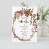 Aquarel Boho bloemen bruiloftsinvitaties Kaart (Staand voorkant)