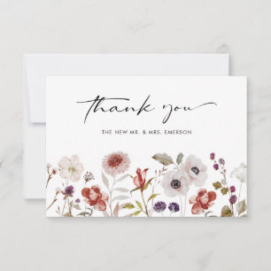 Aquarel Boho Bloemige Bruiloft Bedankkaart
