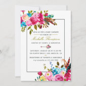 Aquarel Boho Chic Bloemige Baby Shower uitnodiging (Voorkant)