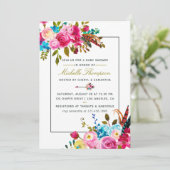 Aquarel Boho Chic Bloemige Baby Shower uitnodiging (Staand voorkant)