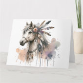 Aquarel Boho Horse Note Kaart (Voorkant)