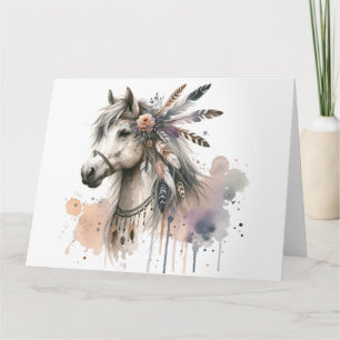 Aquarel Boho Horse Note Kaart