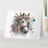 Aquarel Boho Horse Note Kaart (Voorkant)