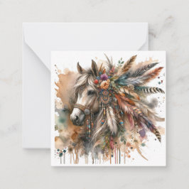 Aquarel Boho Horse Note Kaart Notitiekaartje