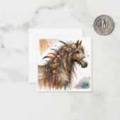 Aquarel Boho Horse Note Kaart Notitiekaartje (Voorkant / Achterkant in situ)