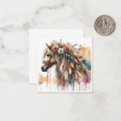 Aquarel Boho Horse Note Kaart Notitiekaartje (Voorkant / Achterkant in situ)