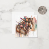 Aquarel Boho Horse Note Kaart Notitiekaartje (Voorkant / Achterkant in situ)