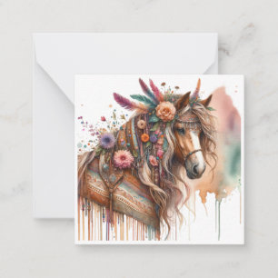 Aquarel Boho Horse Note Kaart Notitiekaartje