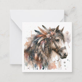 Aquarel Boho Horse Note Kaart Notitiekaartje
