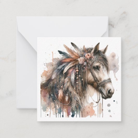 Aquarel Boho Horse Note Kaart Notitiekaartje (Voorkant)