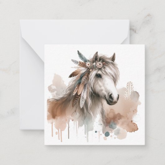 Aquarel Boho Horse Note Kaart Notitiekaartje (Voorkant)