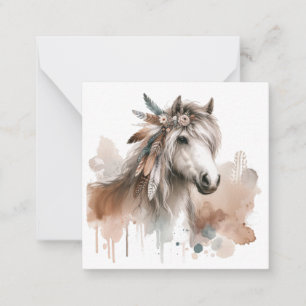 Aquarel Boho Horse Note Kaart Notitiekaartje