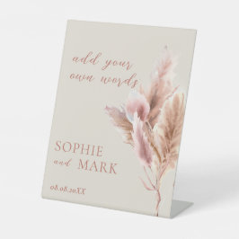 Aquarel Boho Pampasgras Huwelijk Aangepaste Borden Reclamebord Met Voetstuk