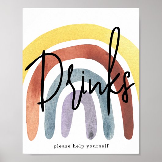 Aquarel Boho Regenboog Dranken Poster (Voorkant)