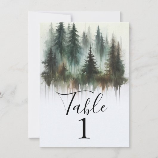 Aquarel Bomen Rustieke Wildernis Tafelnummer (Voorkant)