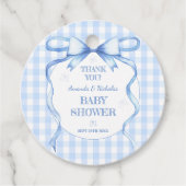 Aquarel Boog Blauwe Baby Jongen Shower Bedankt Bedankjes Labels (Voorkant)