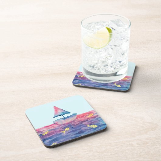 Aquarel Boot Bier Onderzetter (Rechterzijde)