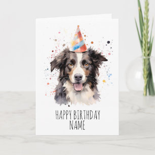 Aquarel Border Collie Verjaardag Kaart