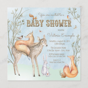 Aquarel Bos Baby Shower Uitnodiging