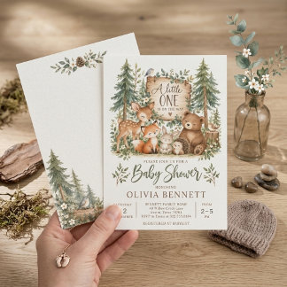 Aquarel Bos Baby Shower Uitnodiging