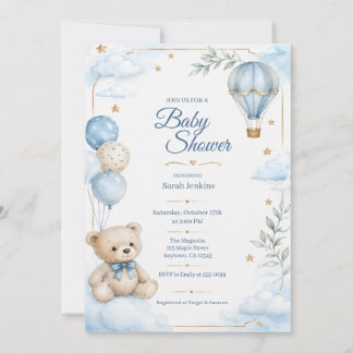 Aquarel Bos Baby Shower Uitnodiging voor Jongen