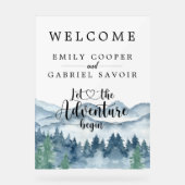 Aquarel Bos Berg Bruiloft Receptie Acryl Bord (Voorkant)