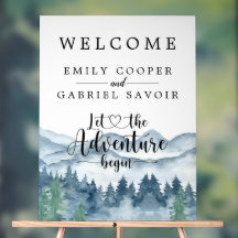 Aquarel Bos Berg Bruiloft Receptie