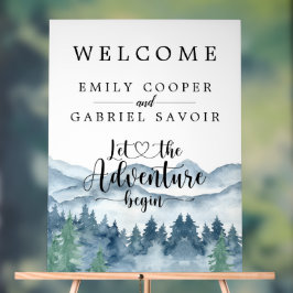 Aquarel Bos Berg Bruiloft Receptie Acryl Bord