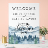 Aquarel Bos Berg Bruiloft Receptie Acryl Bord (Huwelijk)