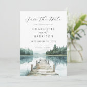 Aquarel Bos Berg Meer Datum Opslaan Save The Date (Staand voorkant)