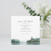 Aquarel Bos Bergmeer Save the Date Kaart (Staand voorkant)