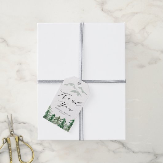 Aquarel Bos Bruiloft Dank Je Cadeaulabel (Met Touw)