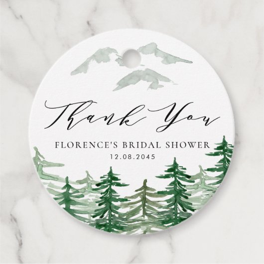 Aquarel Bos Bruiloft Feest Bedankt Bedankjes Labels (Voorkant)