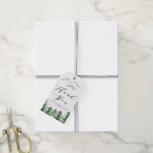 Aquarel Bos Bruiloft Feest Bedankt Cadeaulabel (Met Touw)