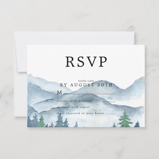 Aquarel Bos Bruiloft RSVP Reactiekaart Kaartje (Voorkant)